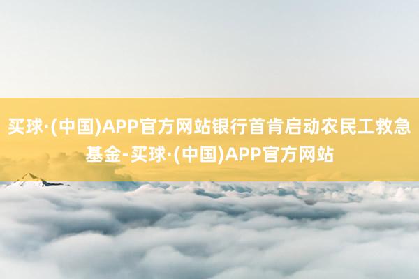 买球·(中国)APP官方网站银行首肯启动农民工救急基金-买球·(中国)APP官方网站