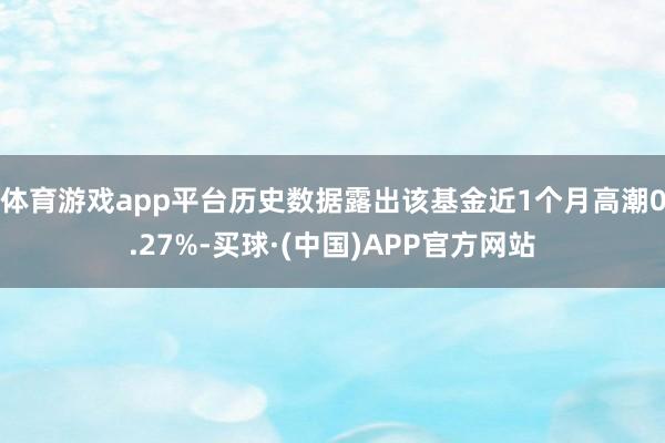 体育游戏app平台历史数据露出该基金近1个月高潮0.27%-买球·(中国)APP官方网站