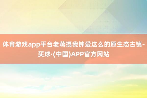 体育游戏app平台老蒋摄我钟爱这么的原生态古镇-买球·(中国)APP官方网站